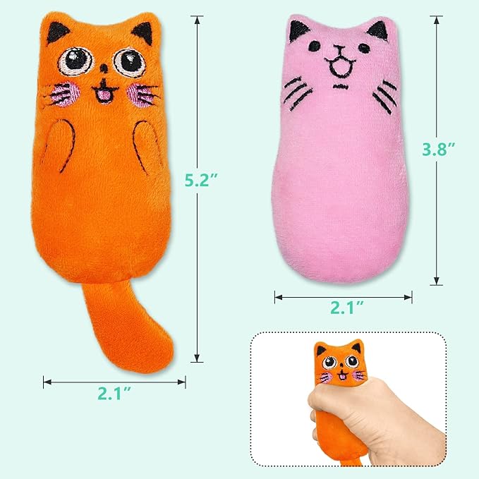 SCHITEC Catnip Toys, [8 PCS] Soft Plush Cat Nip Chew Toy for Indoor Cats, Interactive Kitten Pillow Kitty Teething Toy-Mewly Pet