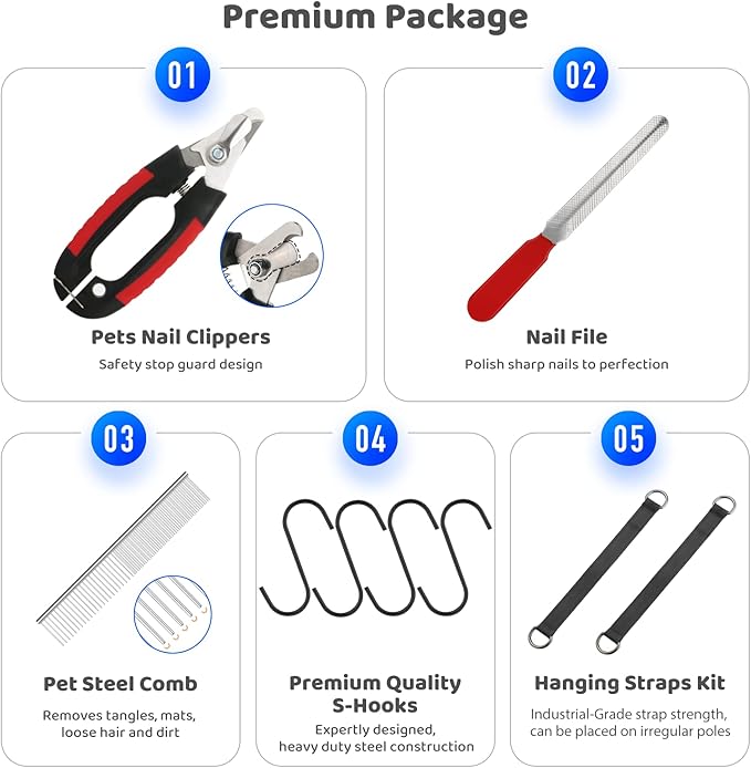 Guzekier Dog Grooming Hammock for Trim Nail, Dog Sling for Grooming, Dog Hammock Restraint Bag with Nail Clippers/Trimmer, Nail File, Pet Comb,Ear/Eye Care (Weight: 20-45 LBS)-Mewly Pet