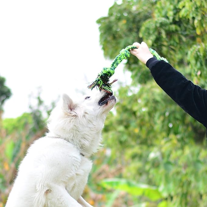 SHARLOVY Dog Toys for Large Dogs and Aggressive Chewers, Indestructible XL Durable Dog Toy,5-Knot Rope Tug,Heavy Duty Chew Sturdy Cotton Knot Rope Toy for Large Breed Dogs-Mewly Pet