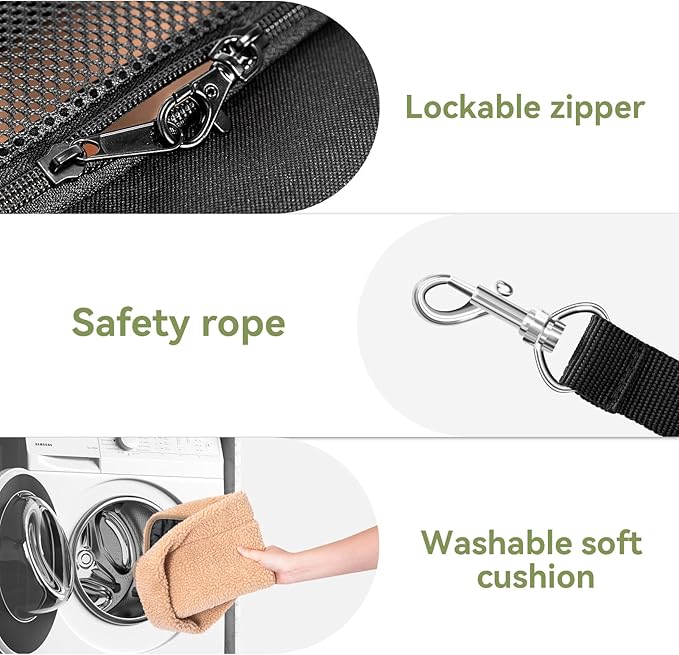 Petsfit 19x12x12 Pet Carrier for Large Cats (up to 20 lbs), Soft-Sided Small Dog Travel Carrier, Upgraded with Patented Buckle and Soft Padding, Ideal for Car Road Trips,Black-Mewly Pet