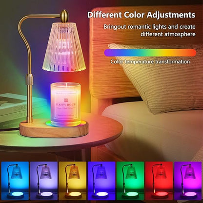 Dimmable Candle Warmer Lamp with RGB Mode & Timer, Electric Melting Lamps for Jar Candles, Wax Melt Warmers for Home Bedroom Decor (8 Colors LED Changing)