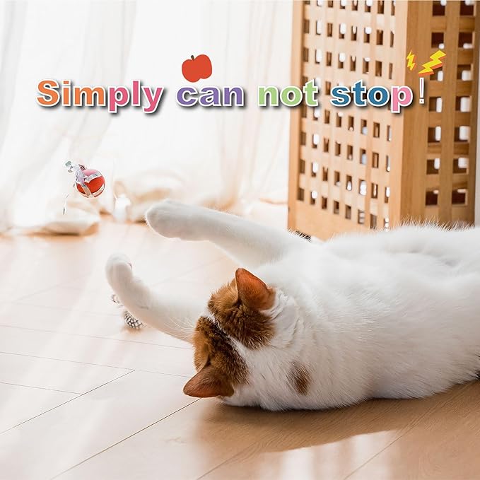 Plumed Cat Ball Toy for Indoor Cats, Assorted Color, Silicone Bouncy Ball Toy Set (5PCS)-Mewly Pet