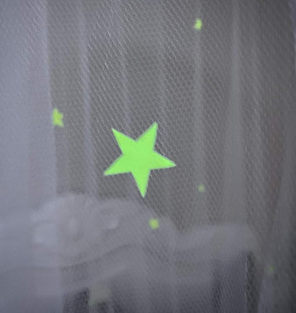 BCBYou Mosquito Net Canopy with Glow in Dark Stars for Baby, Kids, and Adults - Cover The Crib, Kids Bed, Full Size Bed (White)
