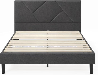 ZINUS Judy Upholstered Platform Bed Frame, Mattress Foundation, Wood Slat Support, No Box Spring Needed, Eco Friendly WonderBox (TM), Easy Assembly, Dark Grey, Full