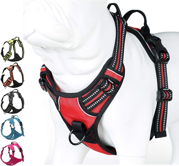 Truelove No Pull Dog Harness with Easy Control Handle and 2 Leash Attachments,Reflective Adjustable Pet Vest-Mewly Pet