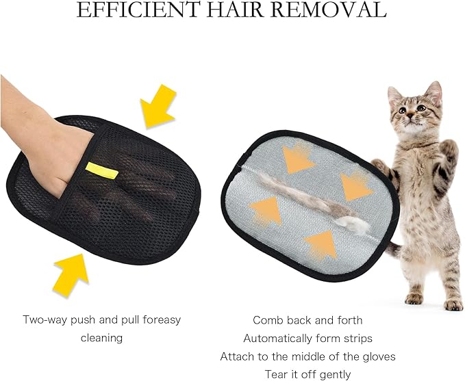 5pc Pet Hair Removal Gloves, Reusable Cats & Dogs Pet Hair Removal Tool,Efficient Pet Hair Removal Electrostatic Gloves is Suitable for Clothes, Sofas, Beds and Carpets-Mewly Pet