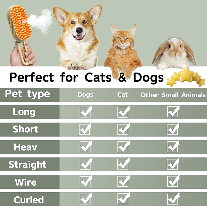 Cat Steam Brush for Shedding, 4 in 1 Rechargeable Pet Steam Brush for Dogs and Cats, Anti-Static, Massage, Cleaning, Shedding & Combing All In One! (White)-Mewly Pet