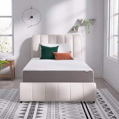 Amazon Basics Memory Foam Mattress, Soft Plush Feel, 12 Inch, Twin, White/Grey