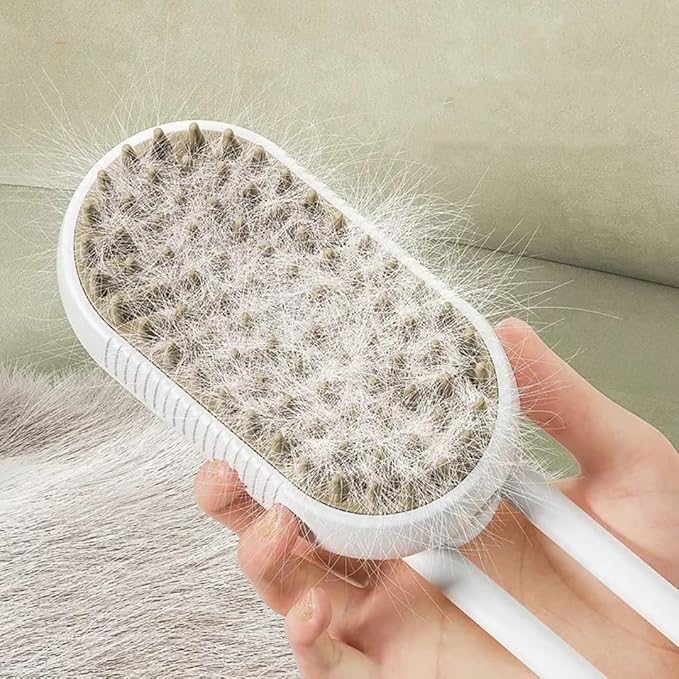 Generic Cat Steam Brush,Rechargeable with Handle,Self-Cleaning Grooming Tool,for Cats and Dogs,4 In1 Cat Steamy Brush, Multifunctional Hair Comb for Removing Tangled and Loose Hair (white)-Mewly Pet
