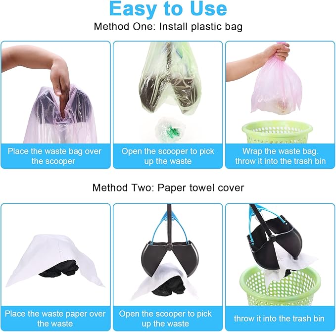 PPOGOO Non-Breakable Pooper Scooper for Large Medium Small Dogs with 24.3inch Long Handle High Strength Material Durable Spring, Easy Grass and Gravel Pick Up-Mewly Pet