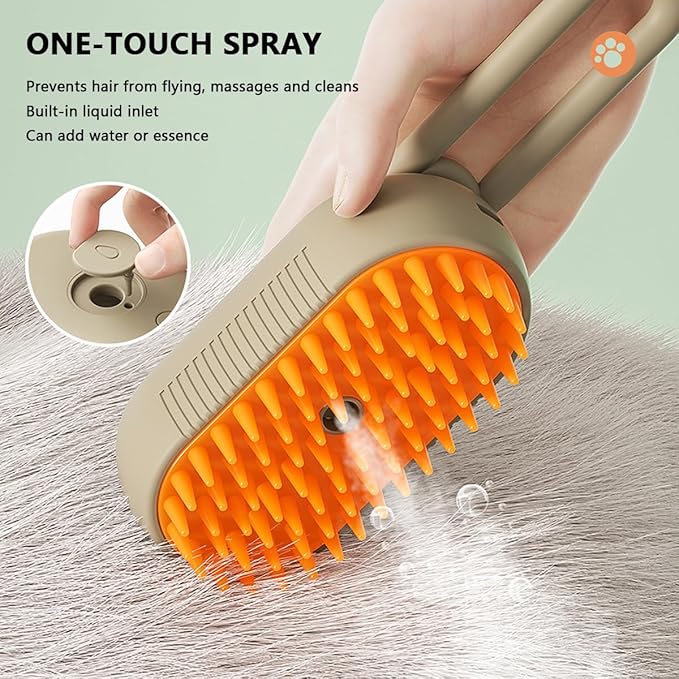 3 in 1 Cat Steam Brush, Pet Steam Cats Brushes Rechargeable Anti-Static Grooming Brushe, Vibration Massage Cleaning Shedding & Combing Multifunctional Hair Removal Comb for Cats Dog (White)-Mewly Pet