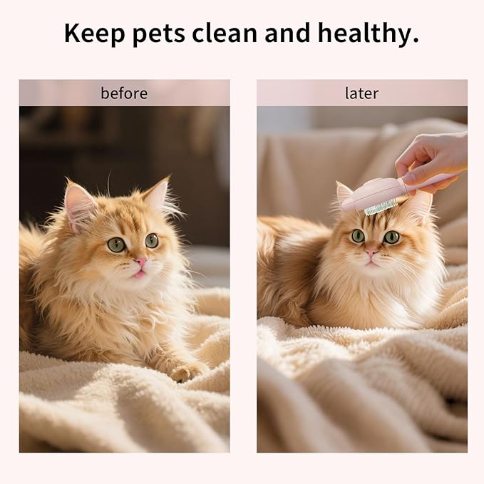 Zoocozy Cat Brush for Shedding, Dog Deshedding Brush, Pet Hair Removal Tool for Puppy Pitten(Pink)-Mewly Pet