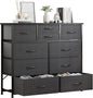 LUMTOK 10-Drawer Dresser, Fabric Storage Dressers for Bedroom, Hallway, Nursery, Closets, Steel Frame, Wood Top, Easy Pull Handle (Grey)