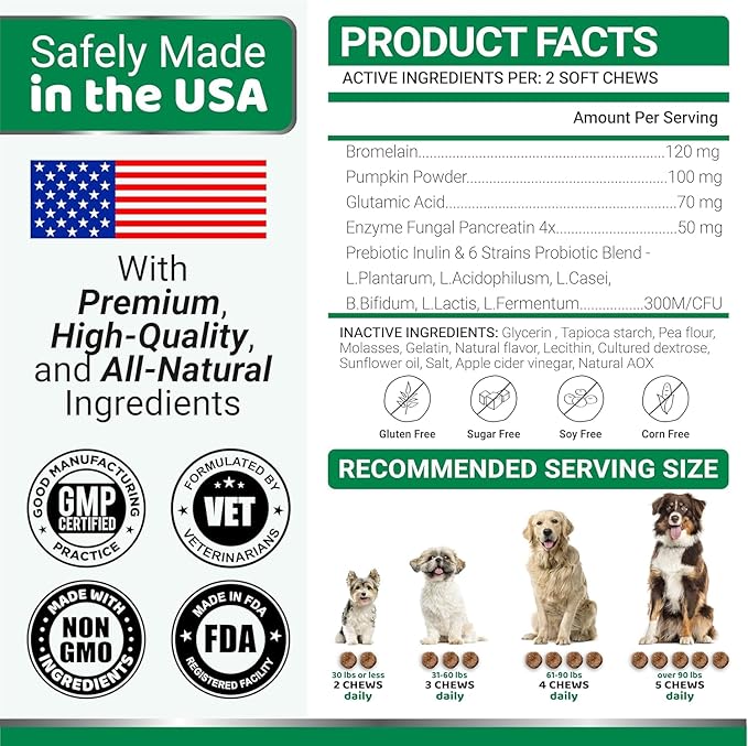 YUMA'S No Poo Chews for Dogs - 170 Count - Coprophagia No Poop Eating Deterrent for Dogs - Stop Eating Poop for Canine - Gut Health - Probiotics & Digestive Enzymes Supplement - Made in USA-Mewly Pet