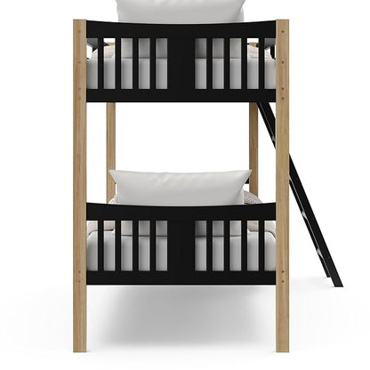 Storkcraft Caribou Twin-Over-Twin Bunk Bed (Black with Natual) – GREENGUARD Gold Certified, Converts to 2 Individual Beds