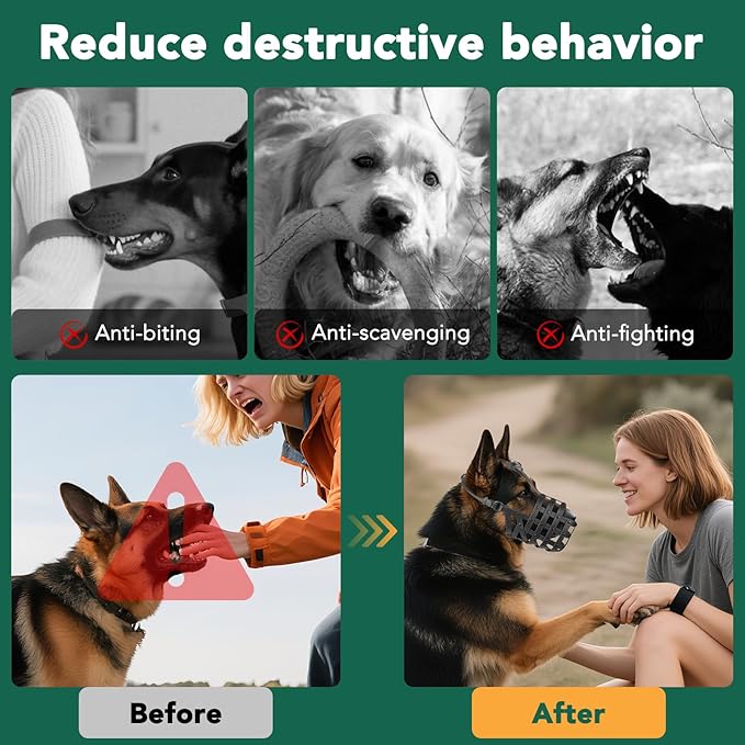 Mayerzon Dog Muzzle for Medium Large Dogs, Humane Basket Muzzle, Soft & Lightweight & Adjustable | Anti Biting Chewing Eating, Suits Training Walks Grooming Vet Visits, Drink & Pant Easily (Black, M)-Mewly Pet