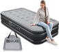 EZ INFLATE Air Mattress with Built in Pump - Twin Size Double-High Inflatable Mattress with Flocked Top - Easy Inflate, Waterproof, Portable Blow Up Bed for Camping & Travel