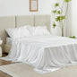 Love's cabin Twin XL Satin Sheet Sets - 3 Piece White Silky Bed Sheets with Deep Pockets, Luxury Silk Feel Satin Sheet Set Twin XL (1 Flat Sheet,1 Fitted Sheet,1 Pillow case)