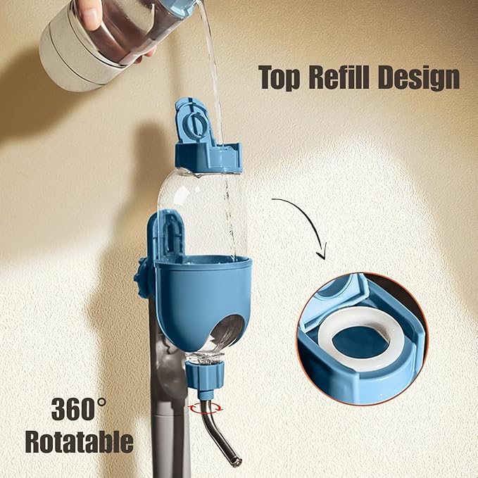 Pet Water Bottle for Cage Crate 26oz Non-Drip Water Dispenser for Small Animal Rabbit Bunny Guinea Pig Chinchilla Ferret Squirrel Hedgehog (Blue, 26oz)-Mewly Pet