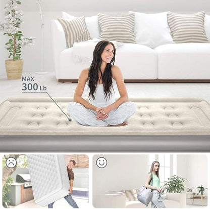 InnoTruth Raised Air Mattress with Built-in Pump, Elevated Inflatable Mattress with Carrying Bag for Home and Camping, Twin Size Blow Up Bed, Gray, Twin (78"x40"x18")