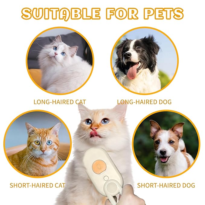 Spritz Defur Comb for Cats, New 3-in-1 Cat Steam Brush for Massaging and Cleaning Shedding Pets, Comb for Long and Short Hair Cats and Dogs Grooming Tool (Coffee)-Mewly Pet