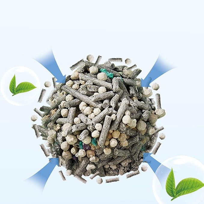 Vealind Cat Litter Fast Clumping Tofu Cats Litter, Flushable Ultra Absorbent 5 in 1 Dust-Free Flushable Odor Free Activiated Carbon Litter Pellets Unscented (4 PACK-32 Pounds)-Mewly Pet