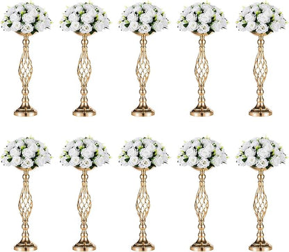 Versatile Metal Flower Arrangement, Candle Holder Stand Set for Wedding Party Dinner Centerpiece Event Restaurant Hotel Decoration (Gold, 10 x M)