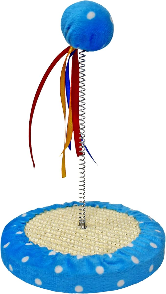 Cat Tree with Toy Ball, Interactive Cats Scratcher Toys with Colorful Ribbons, Play kat Tree, Fun, Entertaining for Large Cats and Small Kittys-Mewly Pet