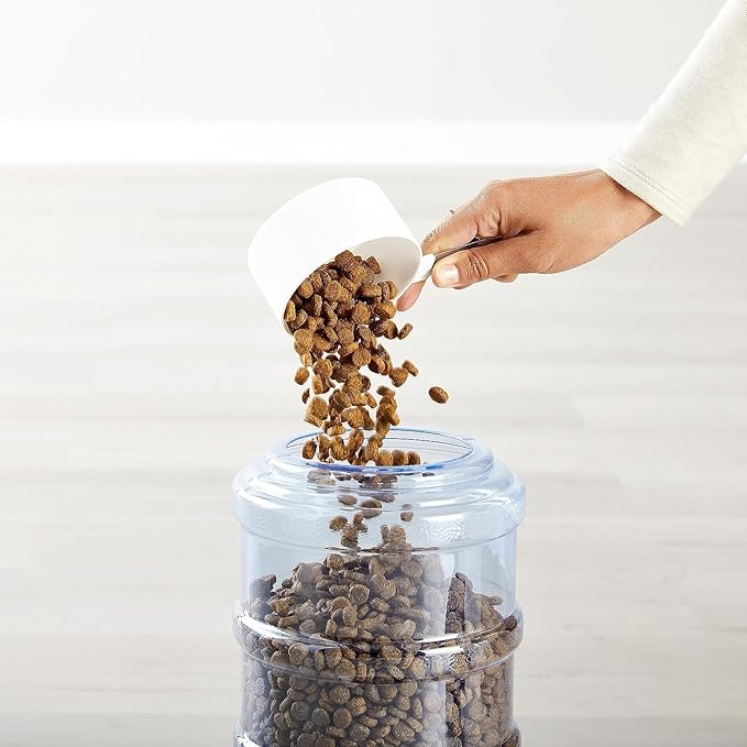 Amazon Basics Gravity Pet Food Feeder for Dogs and Cats, Small, 6-Pound Capacity, Gray-Mewly Pet