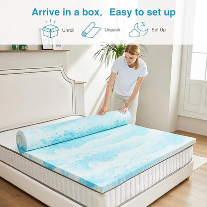 Mattress Topper, King Size Cooling Memory Foam Bed Toppers, 2 Inch Soft Mattress Pads for Sleeper Sofa, RV, Camper, CertiPUR-US Certified
