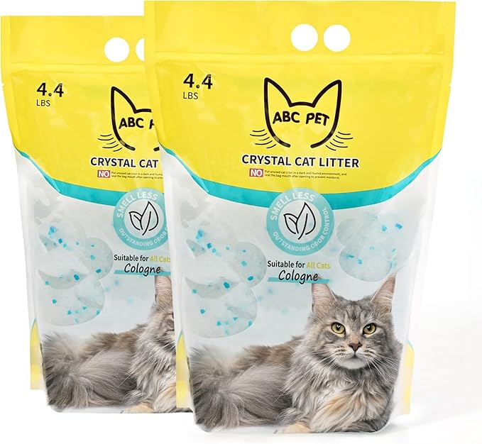 Cat Litter Crystals No Clumping Odor Control Kitty Litter Non-Clumping No scooping Low Dust, Low Tracking, Dehydrates Waste Cologne- 8.6 lbs (2 x 4.3 lb Packs)-Mewly Pet