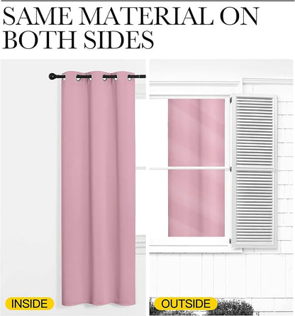 NICETOWN 84 inches Blackout Curtains for Office and Theater, Thermal Insulated Solid Grommet Drapes for Living Room (Crystal Pink, 1 Pair, 42 inches Wide)