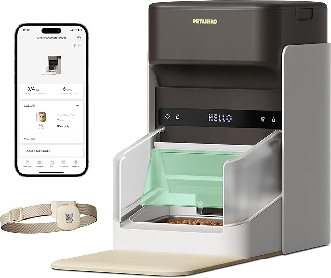 PETLIBRO RFID Automatic Cat Feeder, Collar Tag-Activated Personalized Meals, 5G&2.4G Wi-Fi Programmable Cat Food Dispenser with Cats Recognition & Diet Tracking for Multi-Pet Homes and Different Diets-Mewly Pet