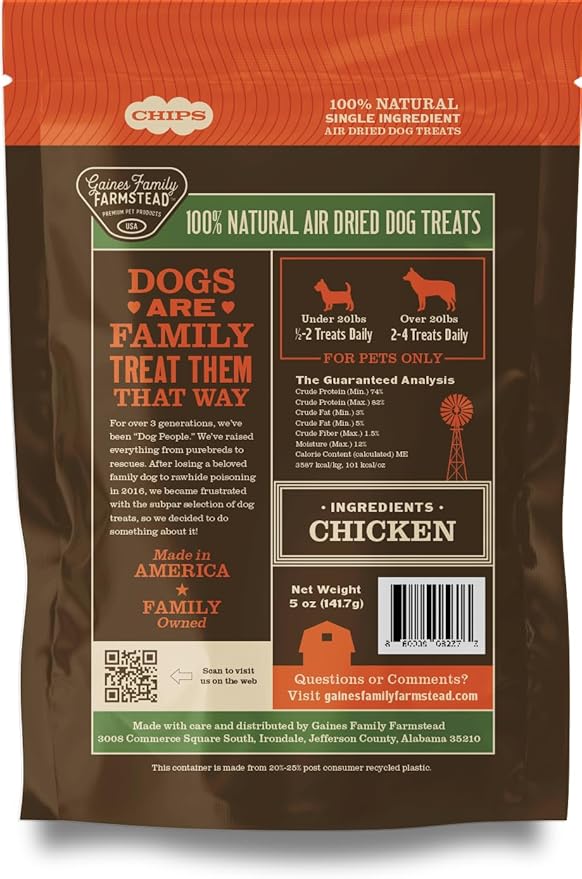 Gaines Family Farmstead Chicken Chips for Dogs – 6 oz Natural, High-Protein Dog Treats, Rawhide-Free Chews, Single Ingredient, Grain-Free, Made in USA-Mewly Pet