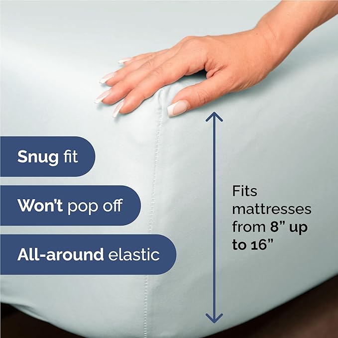 Full 6 Piece Sheet Set - Comfy Breathable & Cooling - Ultra Soft Hotel Luxury Bedding Set w/ 8-16 Inch Deep Pockets - 1 Flat & 1 Fitted Sheet & 4 Pillowcases - Wrinkle Free and Easy Care - Ice Blue