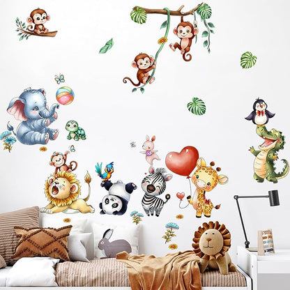 Animal Wall Stickers Cute Wall Decals Kid Room Nursery Baby Bedroom Décor (Happy Dancing Animals)