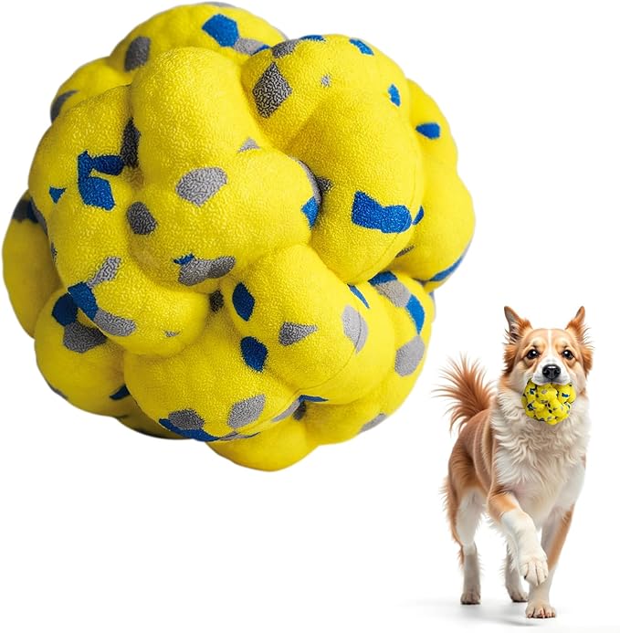 Upgrade Dog Balls Interactive Toys for Aggressive Chewers, Indestructible Tennis Durable Bouncy for Fetch Game, Lightweight Floating, Yellow-Mewly Pet