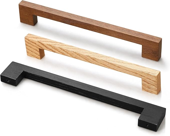 Black Square 5 in 4 pcs Wooden Drawer Pulls Handle pulls for cabinets Kitchen Cabinet Drawer pulls Cabinet Door Pull