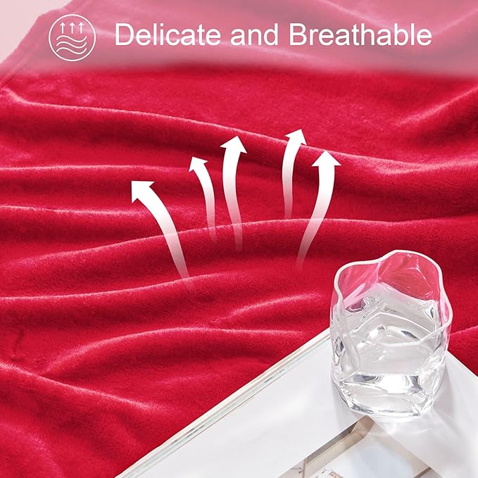 Exclusivo Mezcla Fleece Blanket Twin Size for Bed, Super Soft and Warm, All Season Use, Cozy, Plush, Lightweight, 60x80 Inches Red