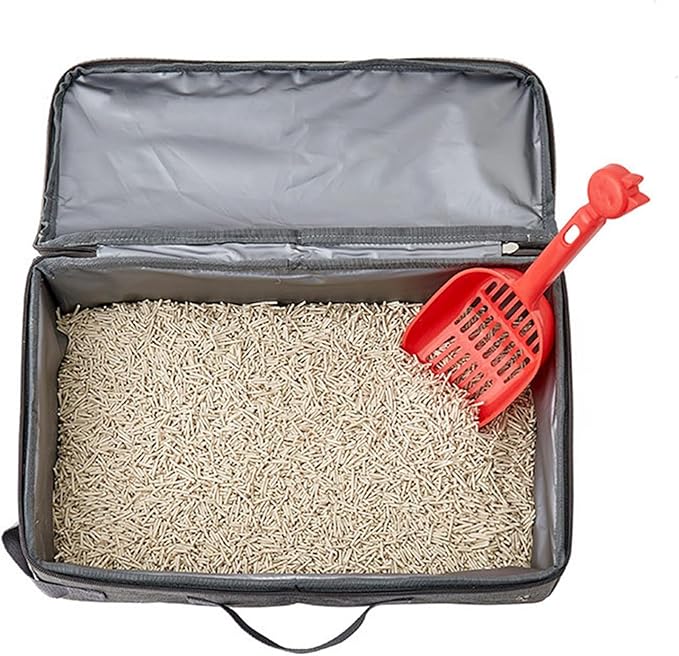 Cat Travel Litter Box, Portable Collapsible Litter Box with Lid, Small Pet Litter Box Leak Proof Litter Carrier for Cat (Rectangular)-Mewly Pet