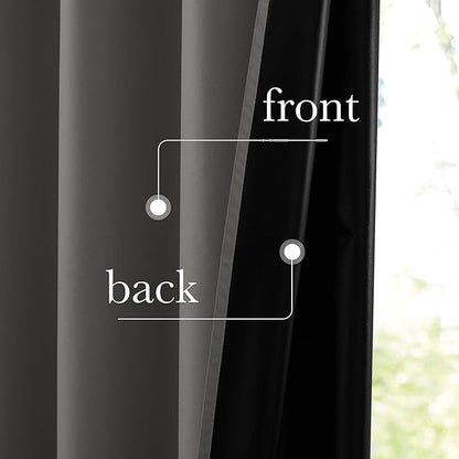 NICETOWN 100% Blackout Curtains for Living Room 96 inches Long, Grommet Thermal Insulated Window Treatment Lightweight Travels Portable Shades for Bedroom/Kids Room, Dark Grey, W52 x L96
