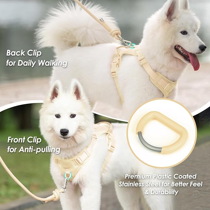 No Pull Dog Harness, Puppy Vest with Front Clip for Small Medium Large Sized Dog(Light Yellow,XL)-Mewly Pet