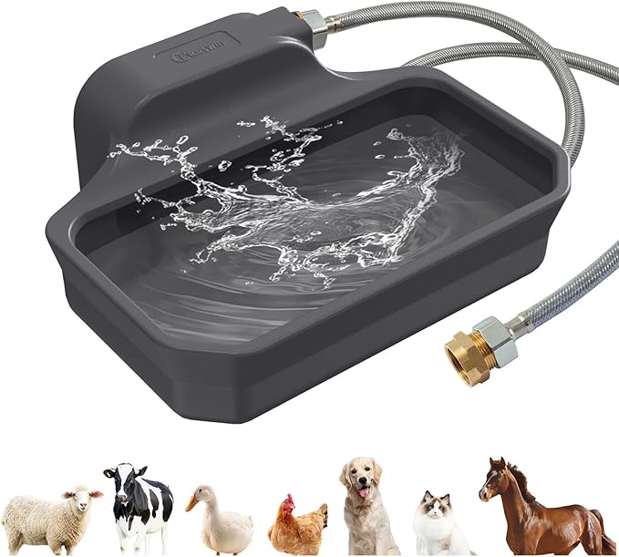 135OZ Automatic Water Dispenser for Large Dogs Patented Outdoor Dog Water Bowl Dispenser Automatic Dog Feeder Fit 3/4'' GHT Faucet Dog Waterer Include Water Hose Extra-Large Drinking Area-Mewly Pet