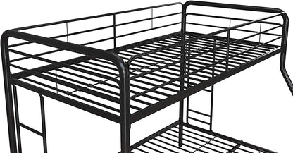 DHP Dusty Metal Bunk Bed with Secured Ladders, Twin/Full, Black