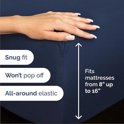 Cal King 6 Piece Sheet Set - Comfy Breathable & Cooling - Ultra Soft Hotel Luxury Bedding Set w/ 8-16 Inch Deep Pockets - 1 Flat & 1 Fitted Sheet & 4 Pillowcases - Wrinkle Free & Easy Care - Navy Blue