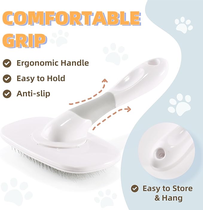 360°Rotating Dog and Cat Brush with Soft Pins Gentle Slicker Brush for Small Dogs Puppies Yorkies Poodles Cats Removes Loose Fur-Mewly Pet