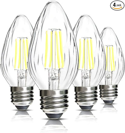 BRIMAX F15 4W LED Light Bulbs, Daylight White 5000K,40W Incandescent Equivalent,Dimmable,E26 Medium Base,Vintage Wrinkle Glass Cover,4 Pack