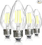 BRIMAX F15 4W LED Light Bulbs, Daylight White 5000K,40W Incandescent Equivalent,Dimmable,E26 Medium Base,Vintage Wrinkle Glass Cover,4 Pack
