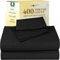 California Design Den Natural 100% Cotton Sheets, Soft Queen Sheet Set, 400 Thread Count Sateen, Deep Pockets with All-Around Elastic for a Snug Fit, Cool & Durable Bedding Set - Black