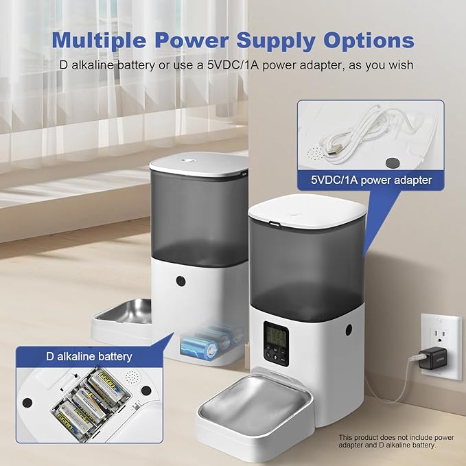 Automatic Cat Feeder, 6L Cat Food Dispenser with 10s Voice Recorder, Pet Feeder up to 8 Meals per Day, Timed Feeder with Dry Food Sealed Ring (Jade White, 6L)-Mewly Pet